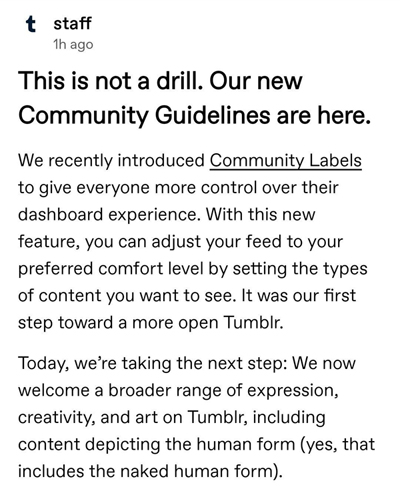 Tumblr最新社群守则