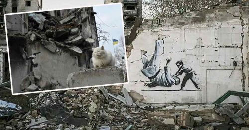 乌克兰废墟惊现班克西新作 民众欣喜：象征坚不可摧