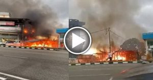 空屋起火烧成废墟 波及本田汽车陈列室