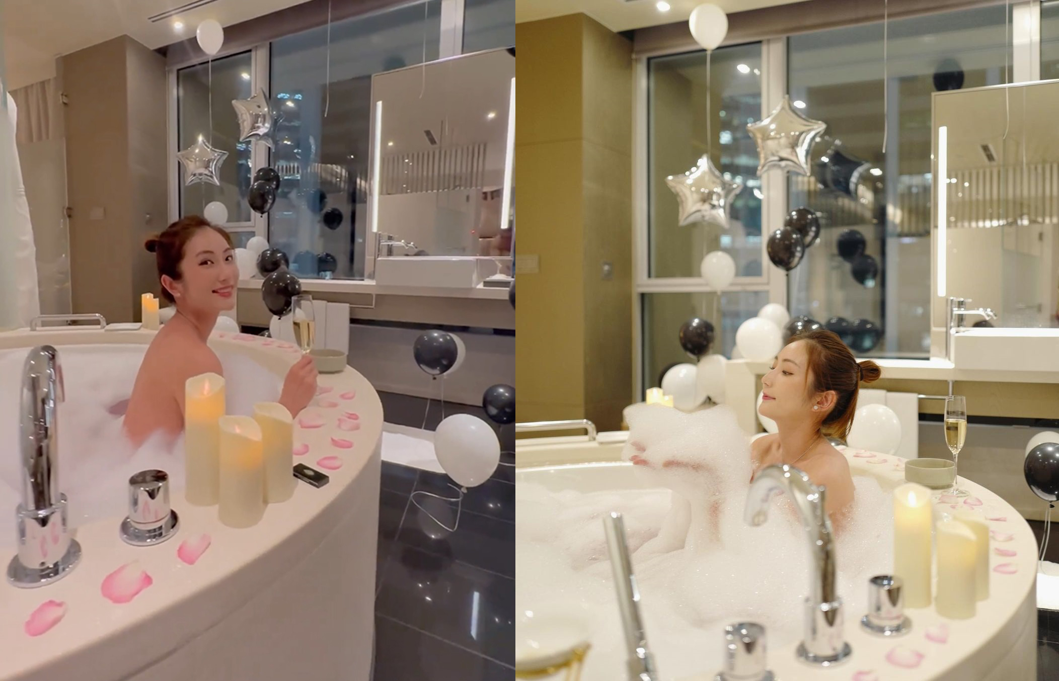 蔡嘉欣拍泡澡影片。