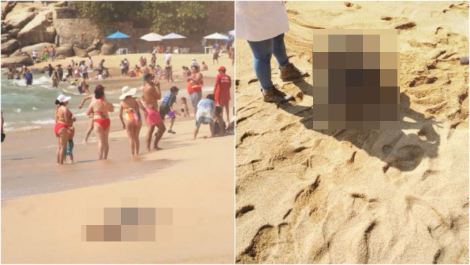 海滩有尸体冲上岸，部分游客淡定继续玩。