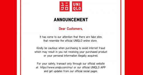提防UNIQLO冒名网站！