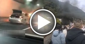 广东隧道两车追撞起火 浓烟滚滚1人重伤