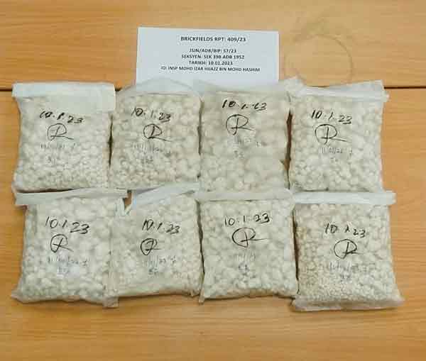警方起获3.6公斤海洛因，价值高达4万令吉。
