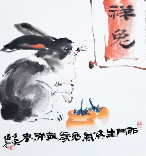 兔子讨喜，兔年生肖画受人喜欢。