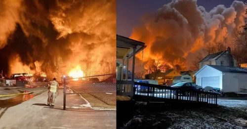 油罐车 炼油厂 受波及 火车脱轨引发大火爆炸