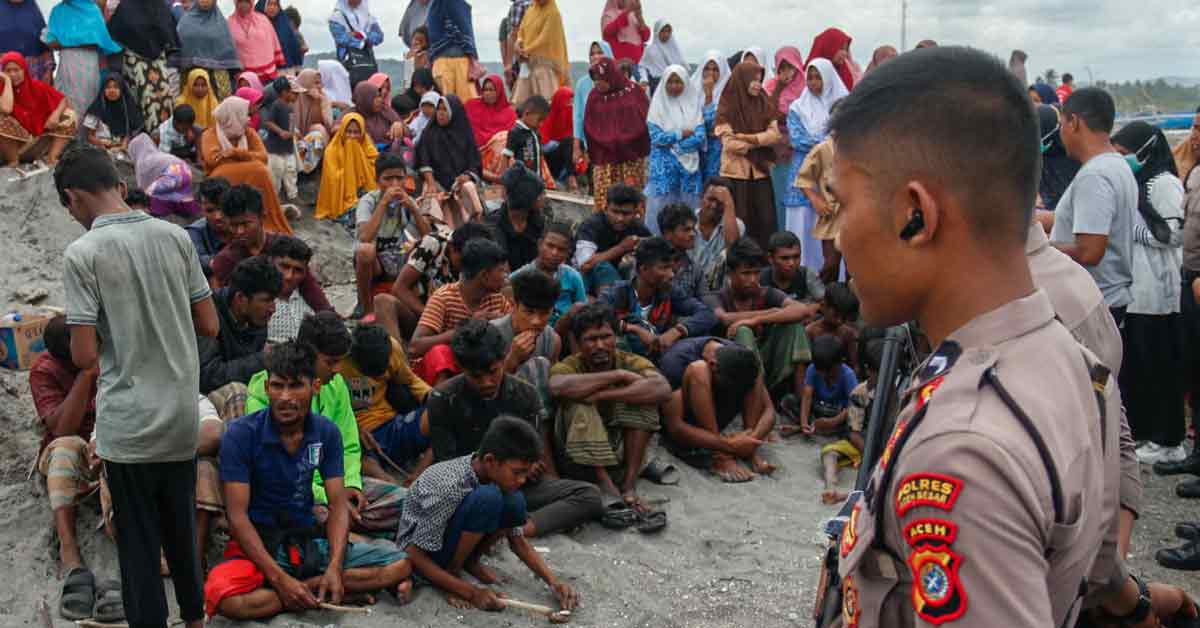 罗兴亚难民主要为妇孺，而据其中一名难民透露，有数人在途中死亡。（法新社）
