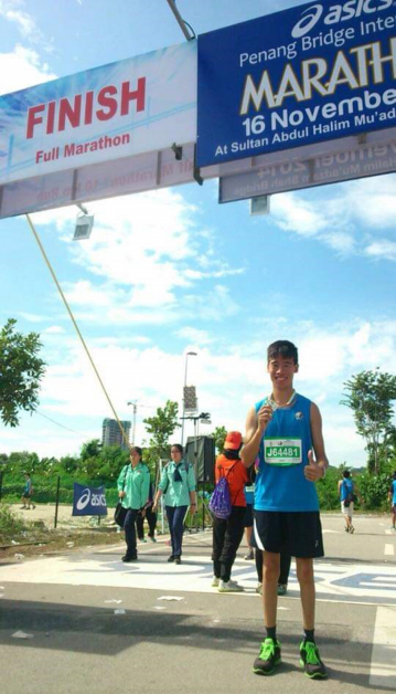 萧廷峰曾完成槟城国际马拉松比赛的10公里项目。