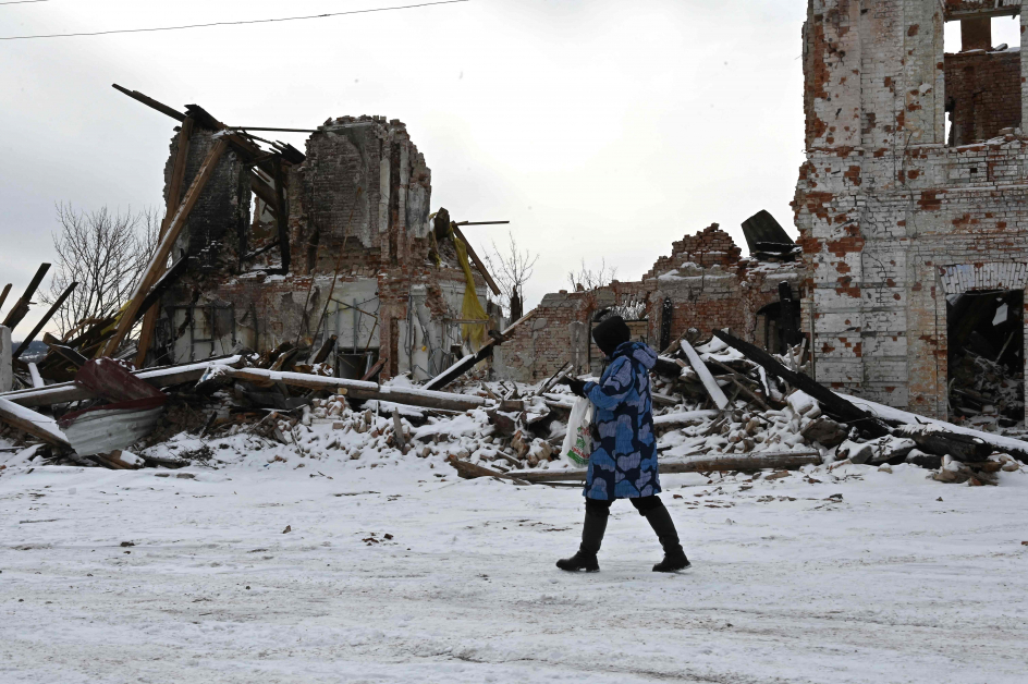 乌克兰哈尔科夫的库普扬斯克市，有许多建筑被摧毁。（法新社）