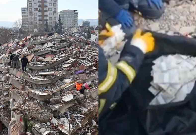 救援人员在一栋原为4层楼废墟中，发现200万美元现金。