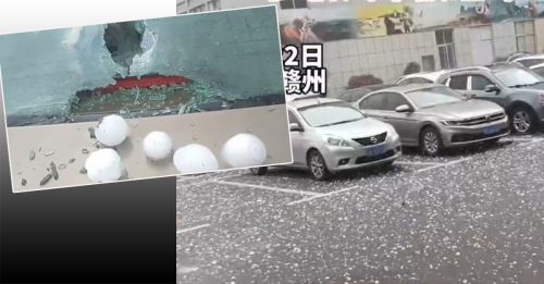 华南暴雨天气 赣州落冰雹砸毁多车
