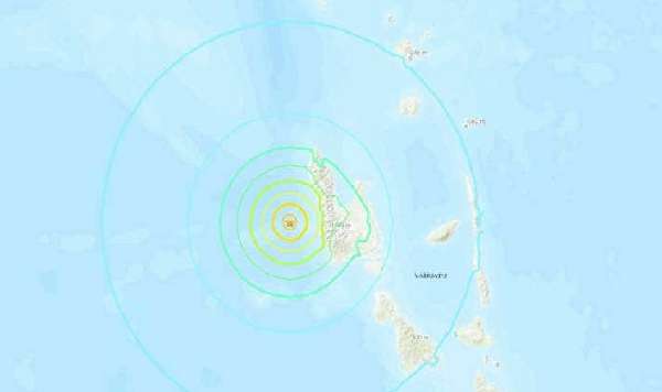 瓦努阿图3日地震的位置图。