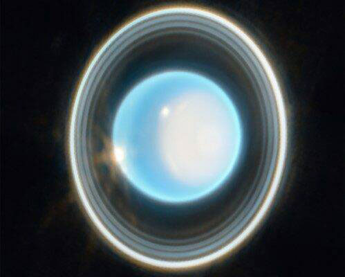 韦伯天文望远镜的近红外相机（NIRCam）于2023年2月6日拍摄的天王星照片。
