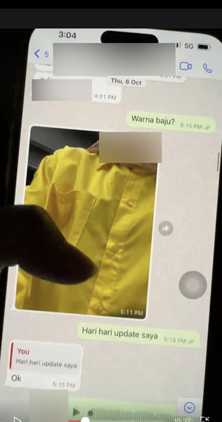 小三被指经常向网红发送胸口处的自拍照。