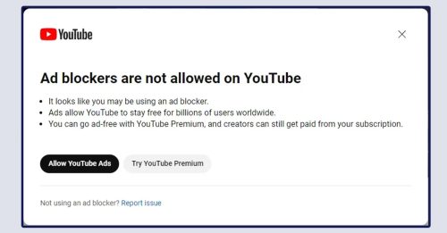 YouTube强制要求 停用AdBlocker