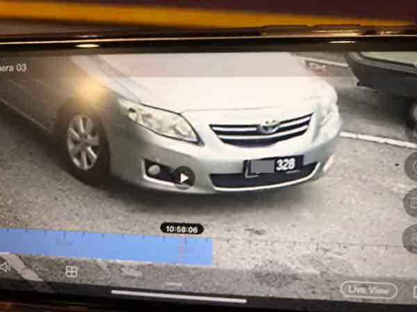 闭路电视拍到匪徒所乘的轿车车牌。