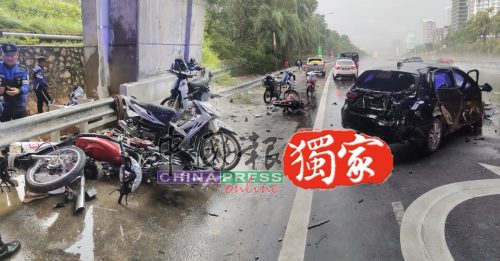 轿车直撞避雨摩哆 骑士保龄球般被碾 3死3重伤【内附音频】