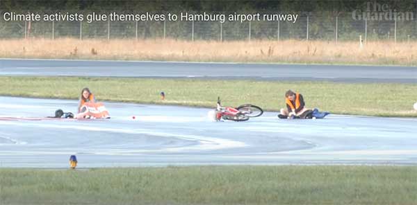Hamburg airport Climate activists 机场跑道 环保主义分子 截肢