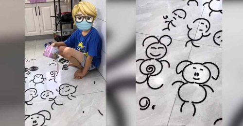 男童用蚊香创作  网赞：太有才！