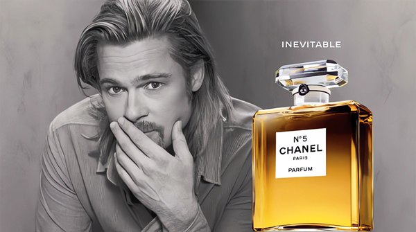 Brad Pitt曾在2012年10月受邀代言香奈儿最经典5号香水，开创男艺人代言美妆品之风，这则广告在当时引起超热话题。