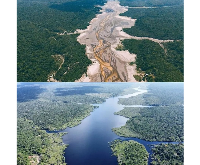 亚马逊河今日（上图）与昔日的对比。