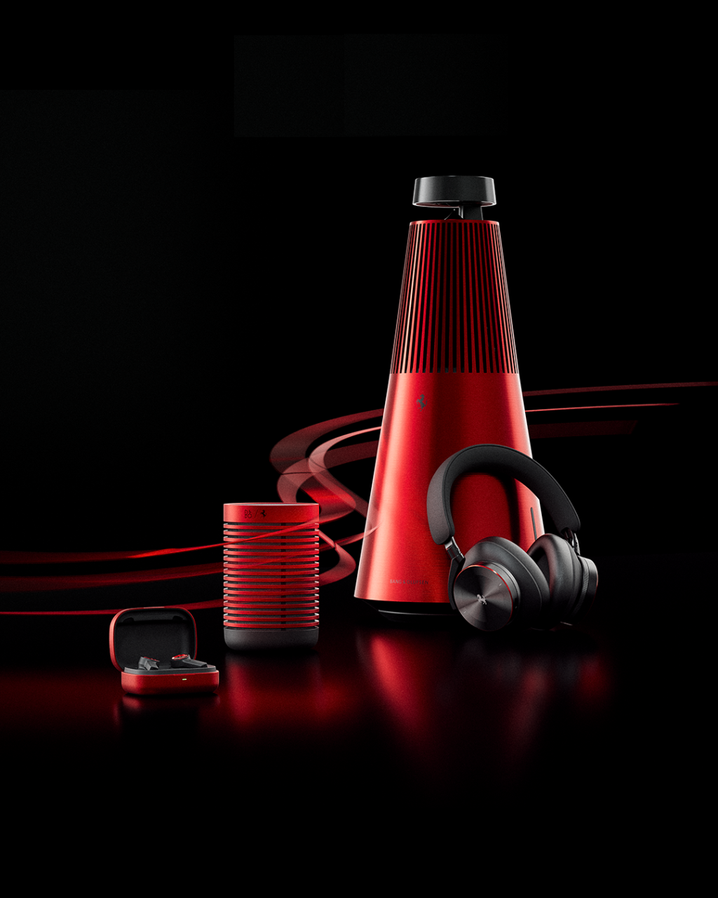 ■Bang & Olufsen与法拉利推出4款系列联名产品，包括家用扬声器、无线耳机、头戴式耳机及便携式扬声器。
