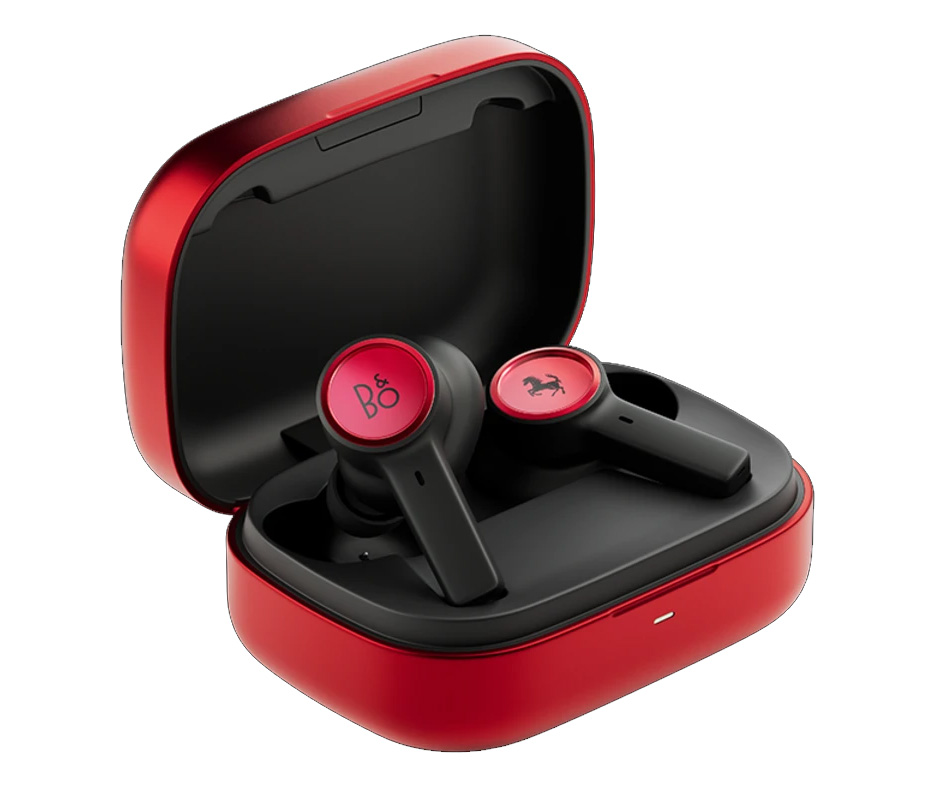 　■Beoplay EX无线耳机上印有法拉利标志红色和黑色烫金标志。