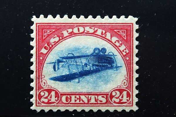美国印刷错误仅有百张的“倒飞机”邮票，推出时面额为24美分，如今却以200万美元成交。