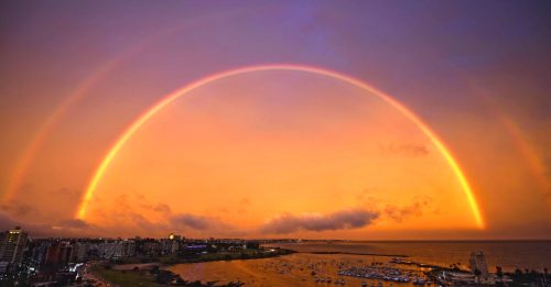 今日国际30秒：日落遇见双彩虹