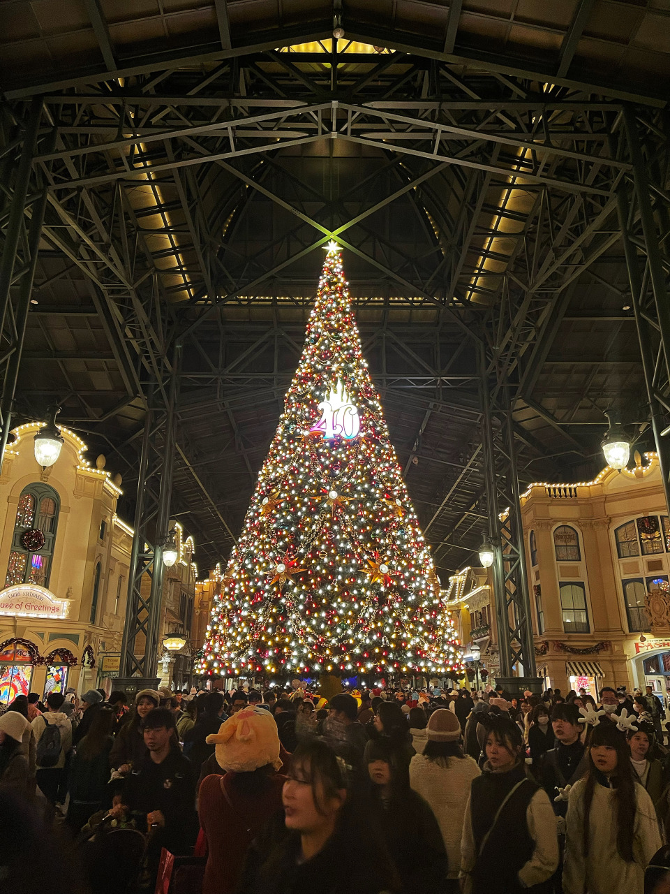 ■今年东京迪士尼乐园踏入40周年，一棵巨大的圣诞树矗立在中央迎接全球各国旅客。 