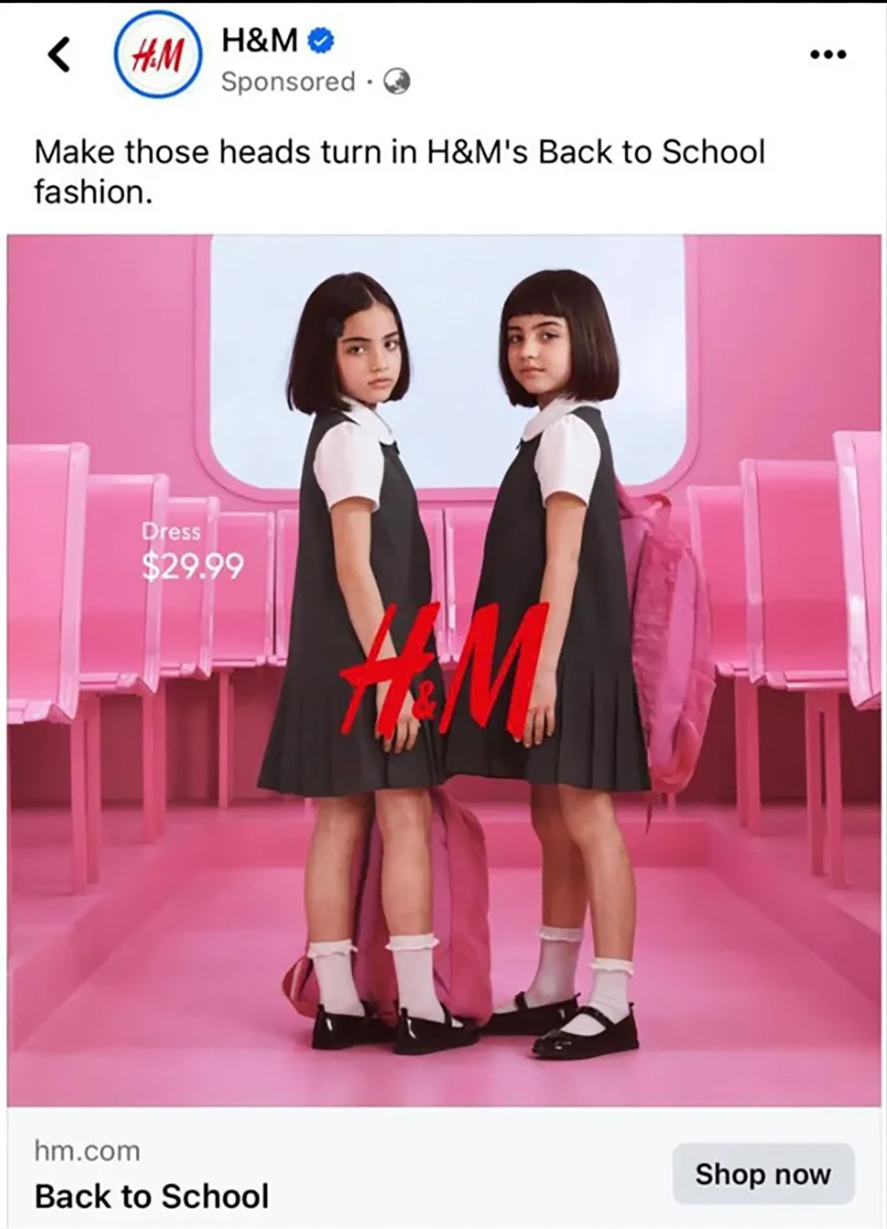 广告遭指“性化儿童” H&M下架 道歉！