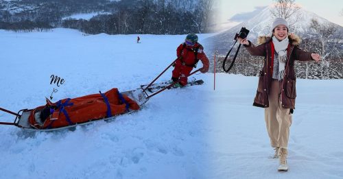 大马女星北海道滑雪出意外 副韧带撕裂遭运下山