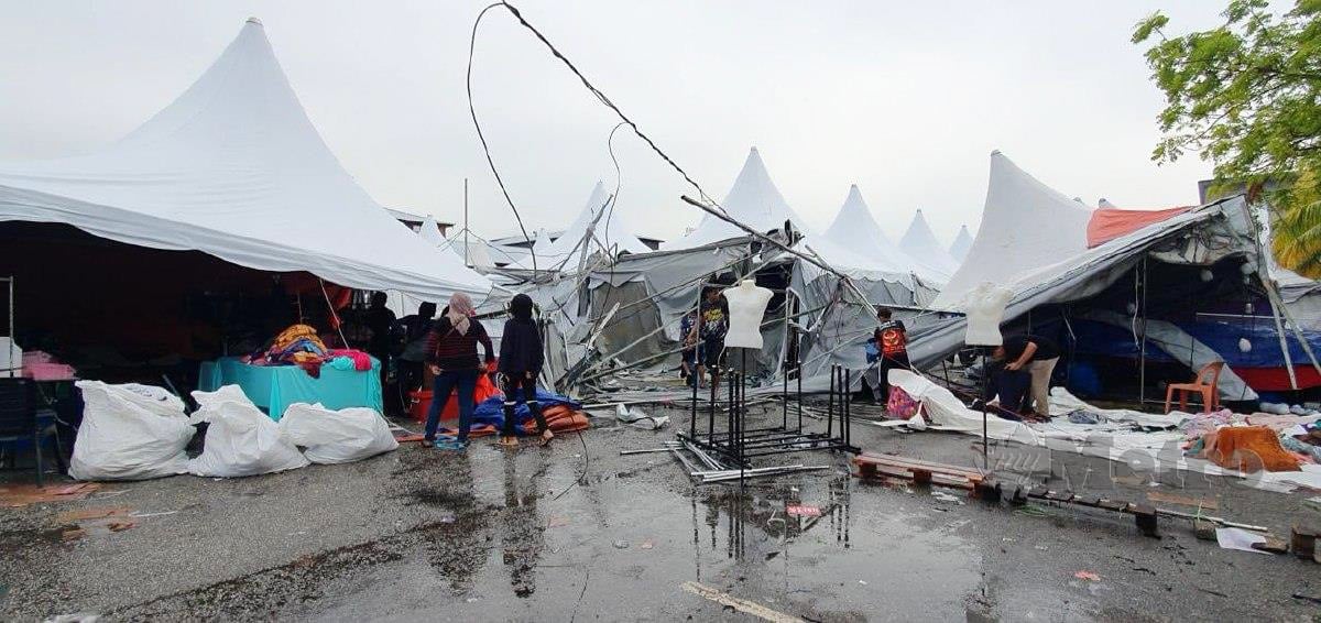 暴风雨来袭 165个摊格被摧 帐篷被强风吹走20公尺才落下