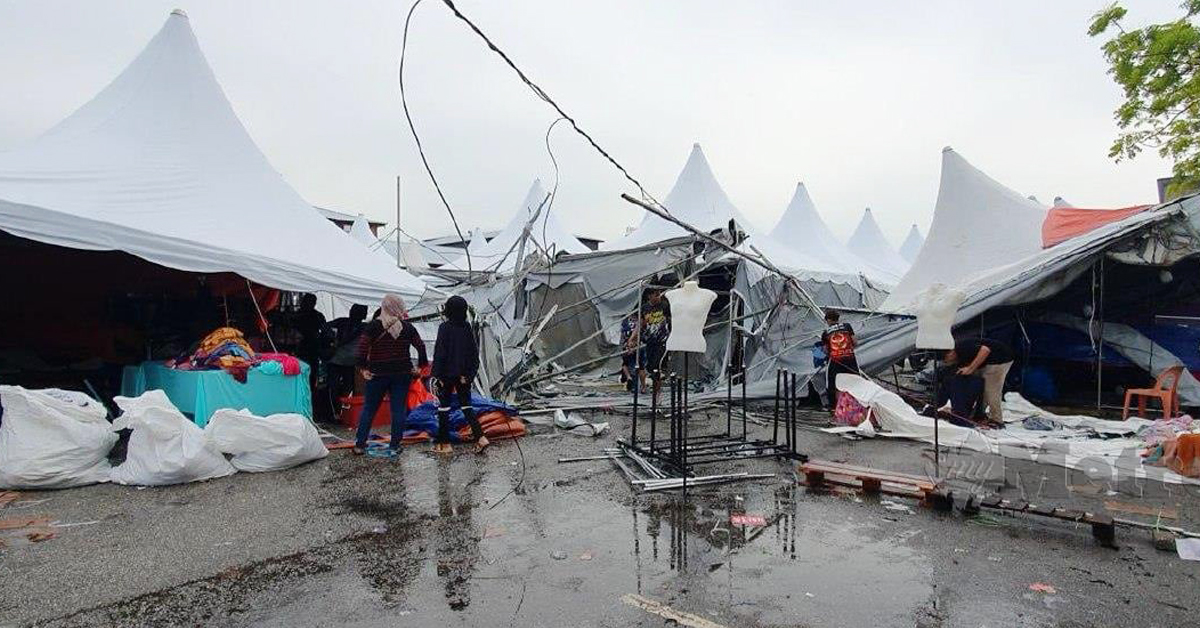 暴風雨來襲 165個攤格被摧 帳篷被強風吹走20公尺才落下