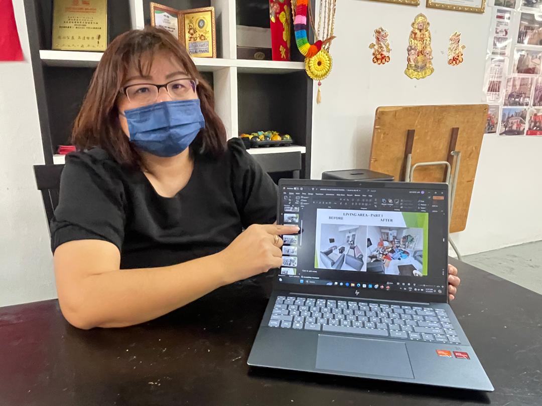 李育蓝说，她本身不曾入住这间新屋，不料第一次出租后，惨变垃圾屋。
