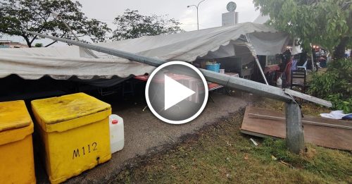 狂风暴毁斋戒月市集 刮起帐篷 遮盖2车