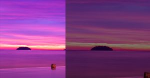 亚庇现粉紫色晚霞 被誉世界最美日落