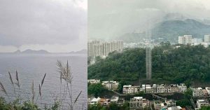 香港葵涌上空 现“局部放水”奇景　
