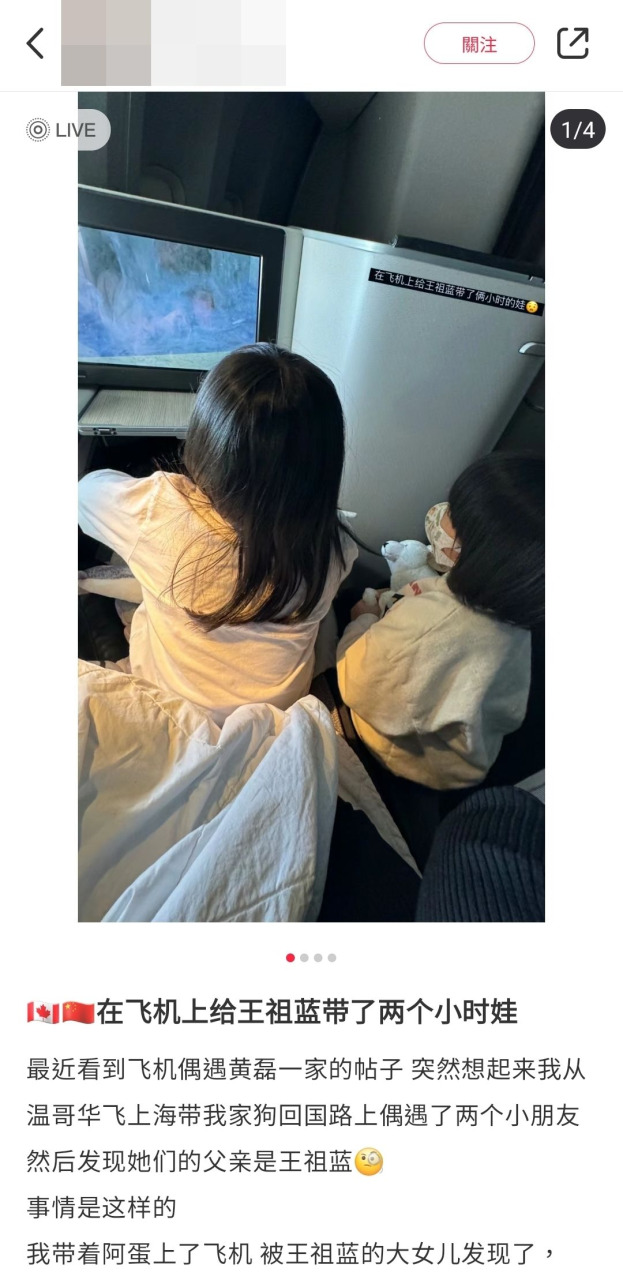 旅客在飞机上帮王祖蓝带了两小时娃。