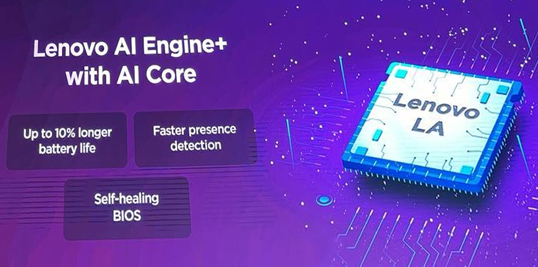 ▲Lenovo Yoga系列最新产品，都搭载Intel Core Ultra处理器，助力于AI运作，号称能提升10%的续航，并且提升AI处理的表现。