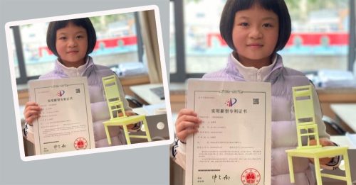 9岁女孩发明防地震课桌椅 3个月制作完成 获中国国家专利