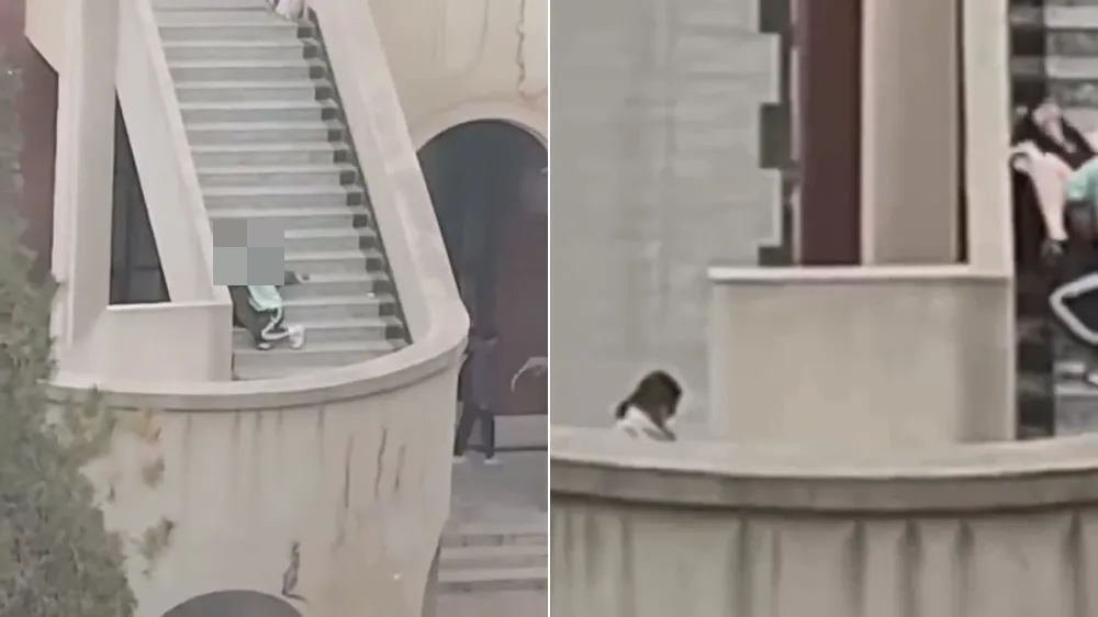 大学情侣大胆公干 事发楼梯成打卡点