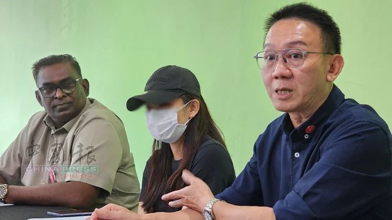 林道祥（右起）促请警方为温小姐提供协助，左为卜峇兰。