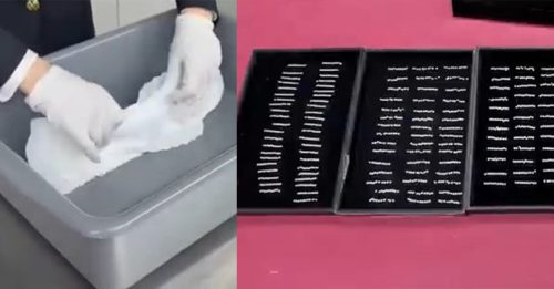 女子卫生棉藏2003粒钻石 神情惊慌闯关被截