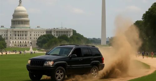 华盛顿国家广场 吉普车狂飙打圈