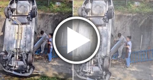 妇女车坠沟渠翻覆 2青年救人获赞“平民英雄”