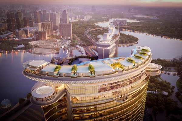 滨海湾金沙扩建项目落成后，预计再次刷新新加坡的城市天际线。（萨夫迪建筑师事务所构想图）