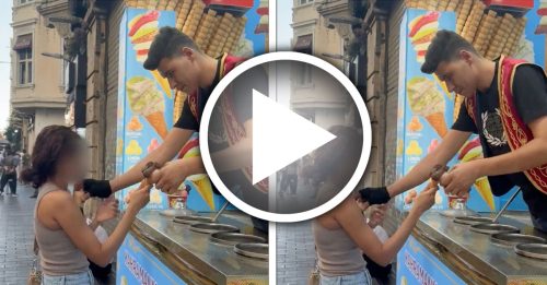 买雪糕遭性骚扰 “事业线”被插甜筒