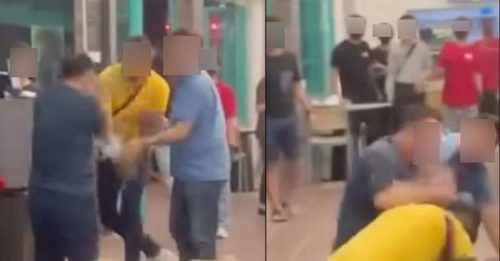 3男餐厅打成一锅！挥伞抡棍 场面混乱