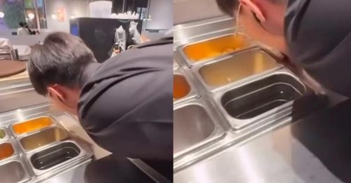 员工恶舔抹布、餐台 台卫生局开罚